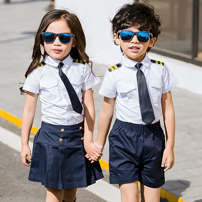 儿童夏季校服童装2017新款海军服机长服中小学生演出服班服幼儿园