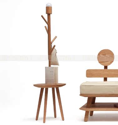 北欧怡家衣帽架情感设计 橡木制作实木家具 挂衣架 置物衣帽架