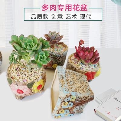 韩式老桩多肉植物专用花盆手工创意陶瓷粗陶多肉拇指花盆花器
