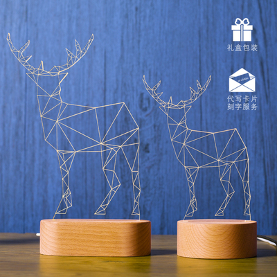 伯大尼创意小鹿灯卧室夜灯北欧风创意装饰情人节礼物小鹿台灯