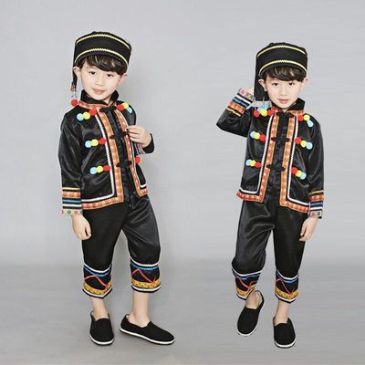 儿童少数民族服装男孩佤族壮族表演服少儿云南苗族演出服舞蹈服饰
