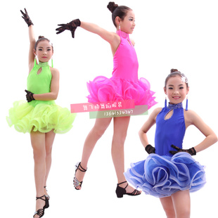 新款包邮少儿女大童成人拉丁舞演出服表演服比赛服网纱蓬蓬纱