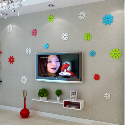 电视背景墙装饰贴3D立体雪花墙贴亮光烤漆可移除客厅卧室贴饰