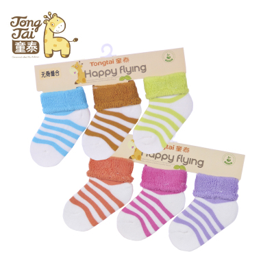 童泰新款婴儿袜男女宝宝袜子0-3新生儿袜子保暖用品 三双装排袜
