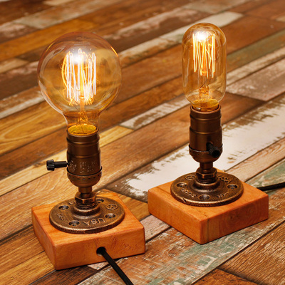 美式loft灯具工业复古创意台灯 爱迪生个性怀旧水管灯酒吧咖啡厅