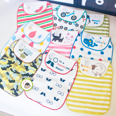 日本卡通纱布运动汗巾儿童纯棉幼儿园宝宝汗巾垫背全棉0-3-6岁