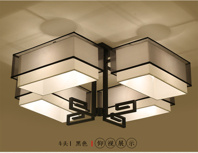 新中式吸顶灯现代客厅灯具简约创意卧室LED灯饰复古长方形书房灯