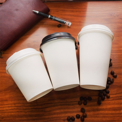 奶茶杯咖啡杯  一次性纸杯白色纸杯 400 500 700ml加厚打包杯定制