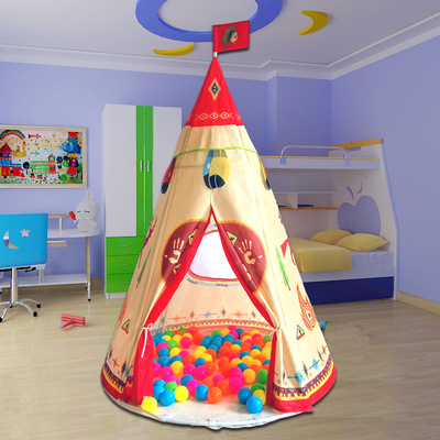 儿童帐篷公主游戏屋摄影道具手绘印第安帐篷室内过家家玩具屋房子