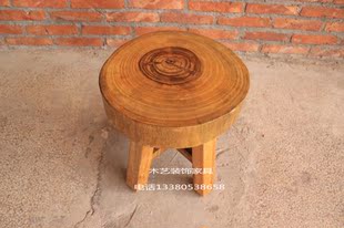 实木凳子 樟木厚板圆凳矮凳原木茶桌凳休闲凳换鞋凳植物凳餐桌凳