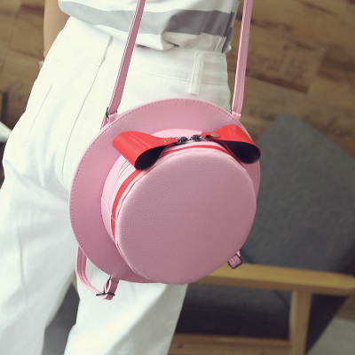 2016韩版新款女士包包蝴蝶结多用小背包可爱帽子双肩包pu皮小圆包