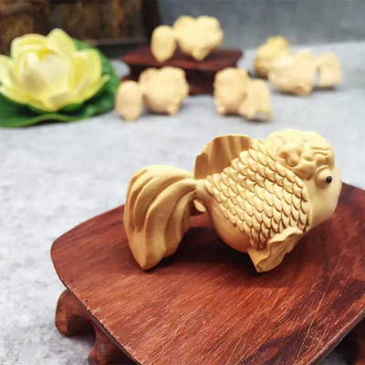 黄杨木雕小件金鱼手把件可爱迷你版文玩动物工艺正品包邮