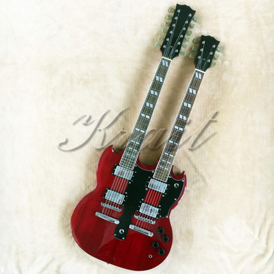 爱吉他 双头SG电吉他 12弦电吉他 桃花芯木 可加工定制