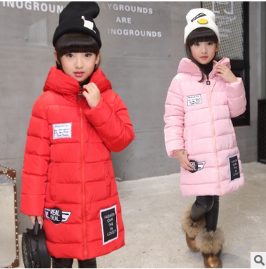 2016新款韩版女童冬款棉衣中长款保暖棉衣外套加厚加棉连帽棉袄