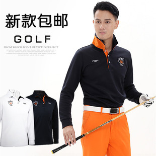 高尔夫球服男士款长袖T恤韩版 翻立领男装球衣运动休闲装棉质包邮
