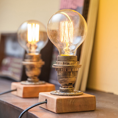 Loft爱迪生工业复古风个性水管灯 设计师办公咖啡厅装饰创意台灯