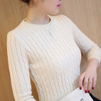 2016秋冬新款韩版女装套头短款加厚毛衣针织衫打底衫显瘦修身长袖