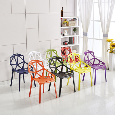 简约现代塑料缕空椅办公椅创意时尚餐椅几何椅户外休闲接待椅特价