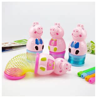 中秋节儿童手提发光玩具粉红小猪彩虹圈灯笼2-3-4-5-6岁宝宝礼物