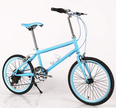 死飞自行车20寸DIY配色荧光学生男女款公路复古变速荧光彩色单车