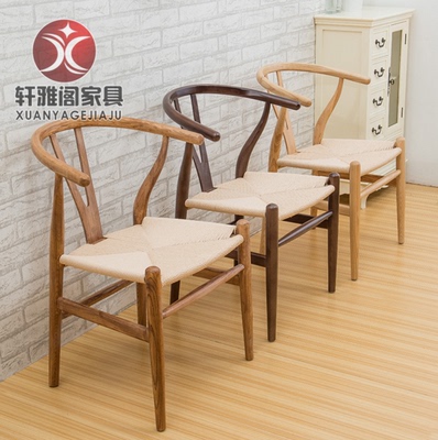 北欧设计师椅子实木餐椅复古咖啡厅主题餐厅桌椅组合茶馆休闲Y椅
