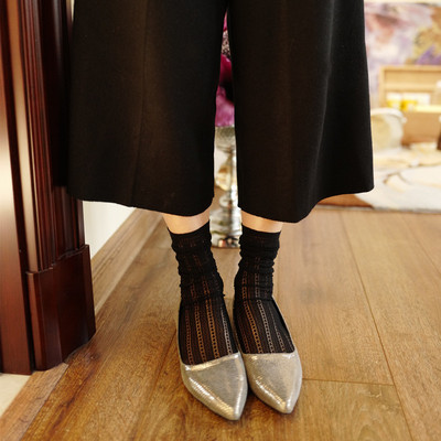 2016韩国夏季薄款堆堆袜女日系森女系镂空网眼蕾丝女袜中筒袜潮