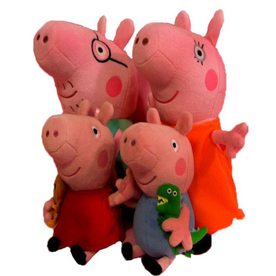 英国PeppaPig佩佩猪卡通粉红猪小妹生日礼物公仔猪一家毛绒玩具