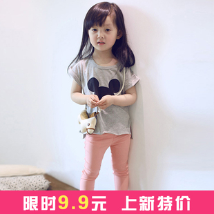 夏季新款韩版童装中小童圆领t恤女童米奇纯棉短袖童t恤0-1-2-3-4