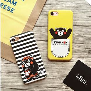 iphone7手机壳日本卡通可爱条纹熊本熊磨砂全包保护套软壳