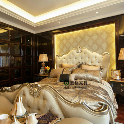 新款豪华欧式床新古典实木床布艺床布艺婚床公主床1.8米样板房床