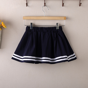 日系可爱少女高腰短裙夏季裙子半身裙a字软妹裙子学院风短裙海军