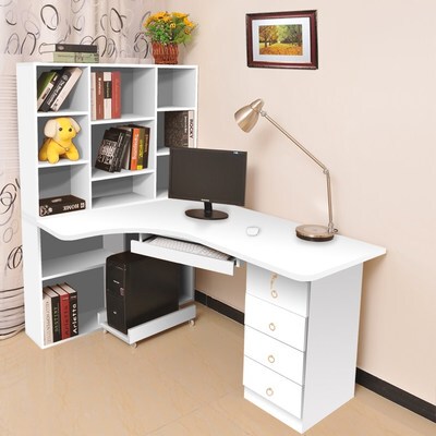 家用简约转角台式电脑桌书桌书柜书架组合 现代台式桌家用桌子