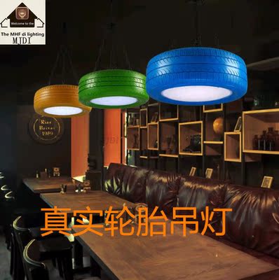轮胎吊灯loft工业风复古彩色餐厅咖啡厅酒吧网吧吧台创意个性灯具