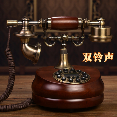 艾斯美特仿古欧式实木电话机复古时尚美式家用固话中式古典座机