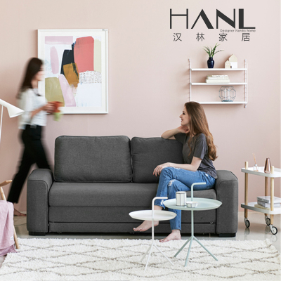 HANL北欧风格小户型布艺沙发床三人现代简约可折叠沙发家具