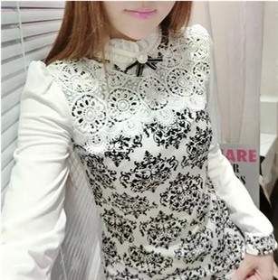 2016新品韩版大码女装秋衣外穿蕾丝打底衫学生长袖t恤女士小衫潮