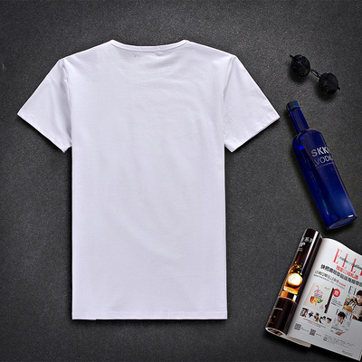 2016年韩版修身新款短袖T恤男青少年百搭纯白色打底衫潮流