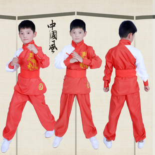儿童武术表演出服装长袖短袖少儿中国功夫练功服男女童幼儿舞蹈服