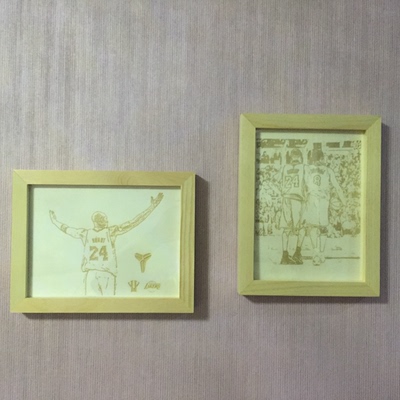 科比詹姆斯哈登库里杜兰特木刻画摆件相框情人节男篮球礼物纪念品