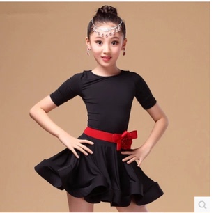 2016新款女童拉丁舞裙春夏拉丁舞表演服装女童比赛考级练功服短袖