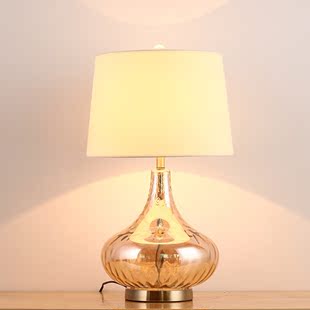 创意玻璃台灯 卧室床头灯北欧金色婚庆台灯简约现代装饰可调光灯
