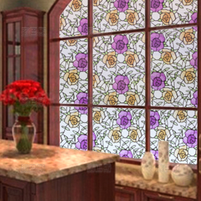 玫瑰花窗花纸厨房餐厅卫生间阳台浴室防隐私免胶静电玻璃窗户贴膜