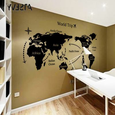 世界地图墙贴纸 创意客厅沙发卧室欧美地标照片墙装饰墙壁贴画