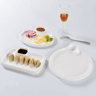 饺子盘子陶瓷菜盘碟子圆形长方形白色小吃盘子西餐寿司盘创意家用