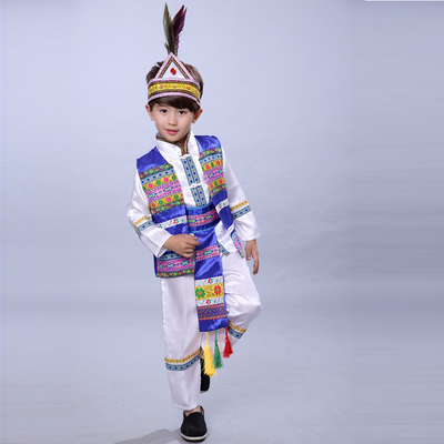 儿童高山族演出服2017新款男童少数民族服装高山族服饰舞蹈表演服