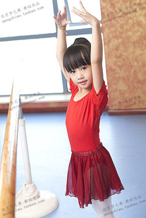 满88包邮梦之舞高端棉儿童短袖拼蕾丝显瘦芭蕾名族练功舞蹈服形体