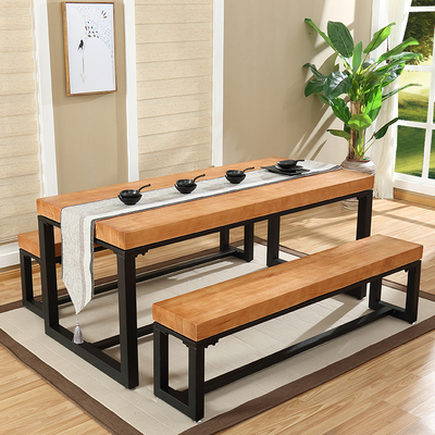 铁艺餐桌椅组合美式桌子loft现代简约餐厅桌椅实木长条桌饭桌简易