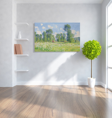 吉维尼的春天 莫奈油画居家客厅现代装饰无框画挂画电表箱遮挡画