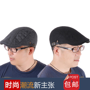 帽子男士鸭舌帽秋冬季韩版画家帽时尚黑色青年潮流休闲男式贝雷帽