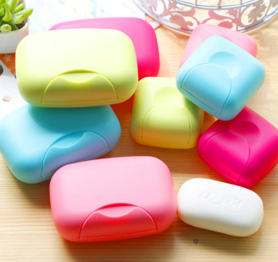 糖果色创意旅行手工皂盒 防水防漏肥皂盒带盖带锁扣香皂盒